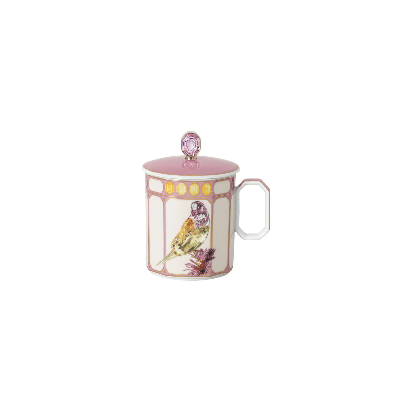 Swarovski IDYLLIA Finch Pink - Mug with handle and lid