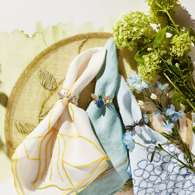 Joanna Buchanan - Etched wing bug skinny napkin rings, lemon jasper, set of four
