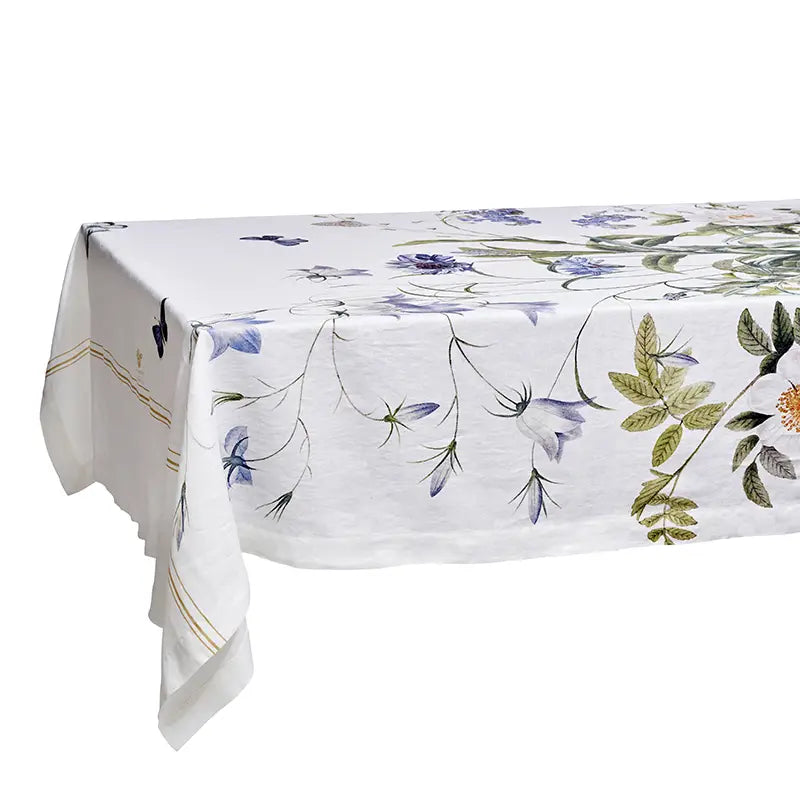 Flora linens - Blue Flower Garden Linen Tablecloth 145x220 cm