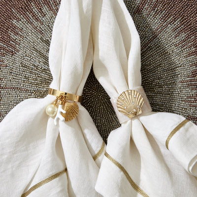 Joanna Buchanan - Shell resin napkin rings, pearly white, set of four