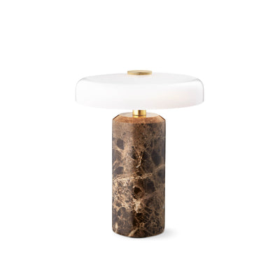 Design By Us Trip portable lamp Dark Emperador marble | Opal glossy shade