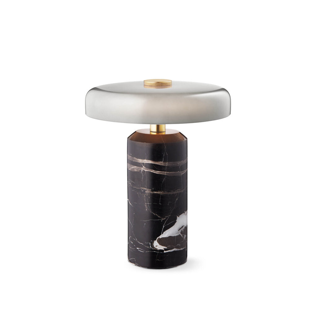 Design By Us Trip portable lamp Dark Emperador marble | Opal glossy shade