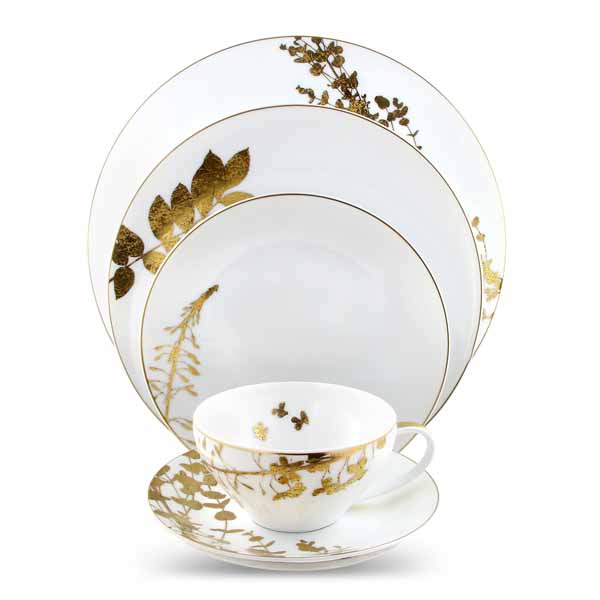 BERNARDAUD VEGETAL ORSet of 4 assorted dinner plates 26 cm
