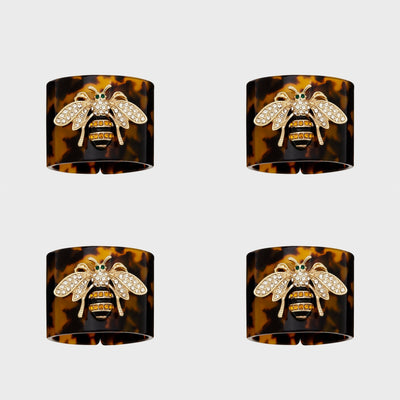 Joanna Buchanan - Stripey bee resin napkin rings, tortoiseshell, set of four