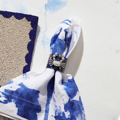 Joanna Buchanan - Crab blue tortoiseshell resin napkin rings, set of four