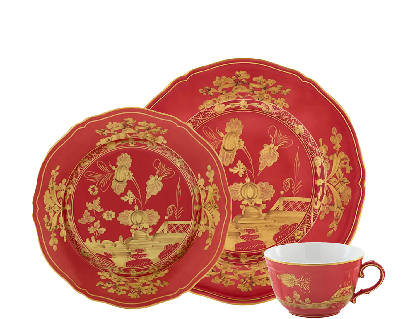 GINORI 1735 CITRINO ORIENTE ITALIANO set of 2 flat plates RUBRUM