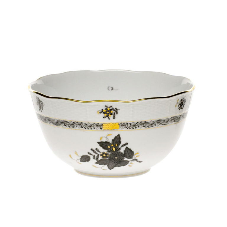 Herend Chinese Bouquet Black Round Bowl