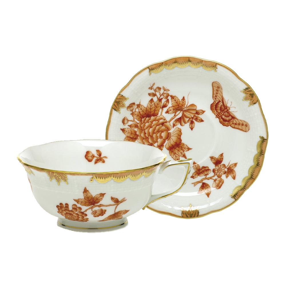 Herend Fortuna Rust Tea Cup & Saucer