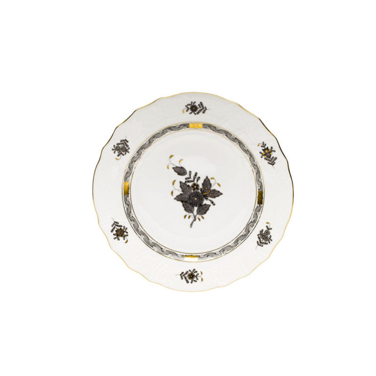 Herend Chinese Bouquet Black Bread & Butter Plate