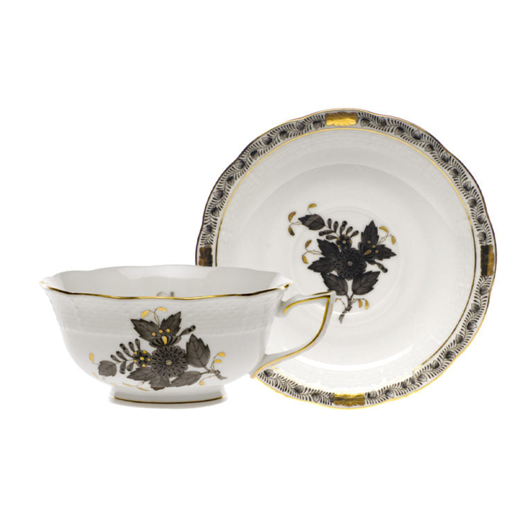 Herend Chinese Bouquet BlackTea cup & Saucer