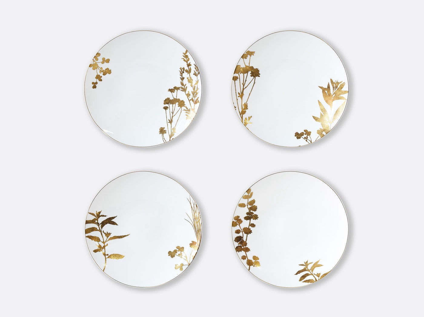 BERNARDAUD VEGETAL ORSet of 4 assorted dinner plates 26 cm