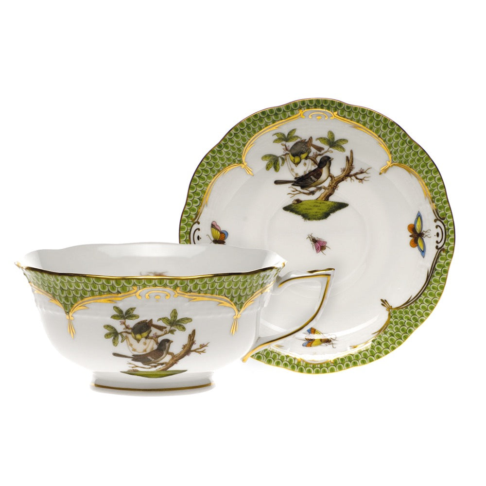 Herend Rothschild Bird Green Tea Cup and Saucer