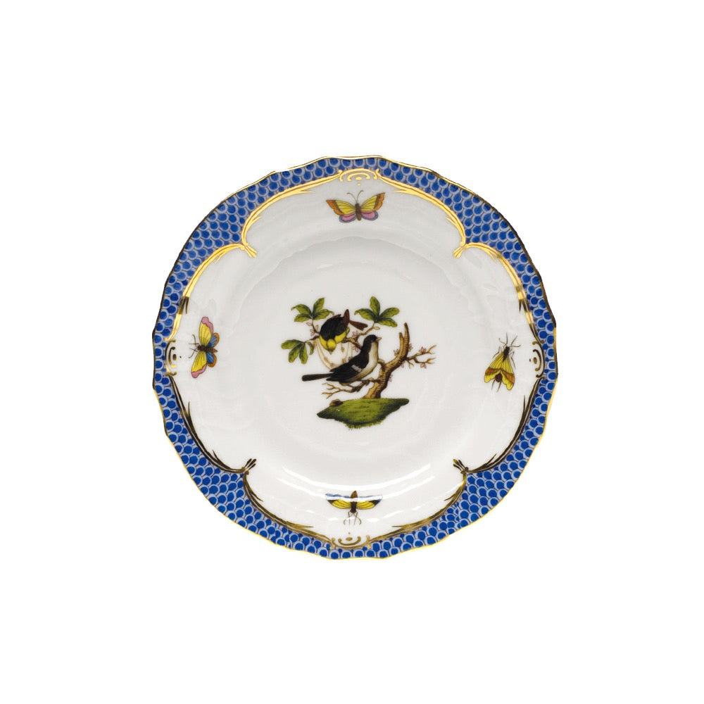 Herend Rothschild Bird Blue Bread And Butter Plate