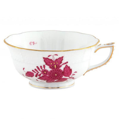 HEREND - Chinese Bouquet Raspberry Tea Cup & Saucer