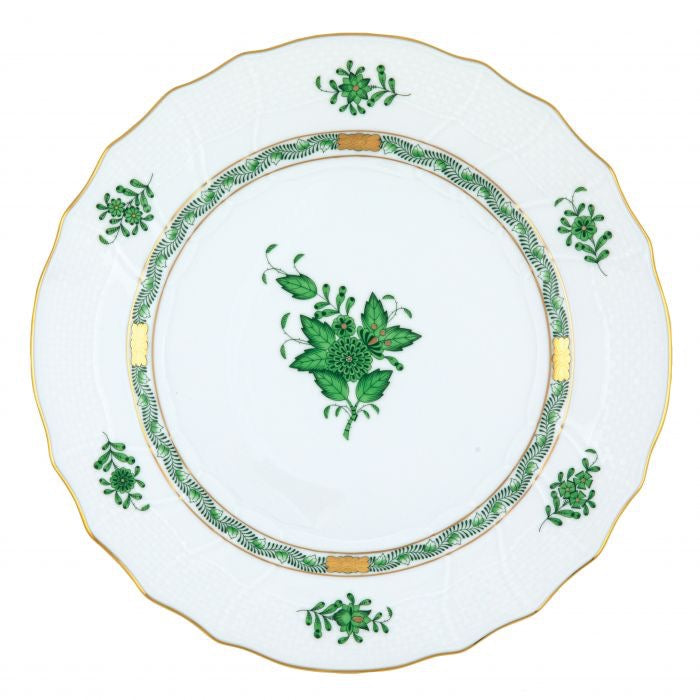 HEREND - Chinese Bouquet Green Dinner Plate