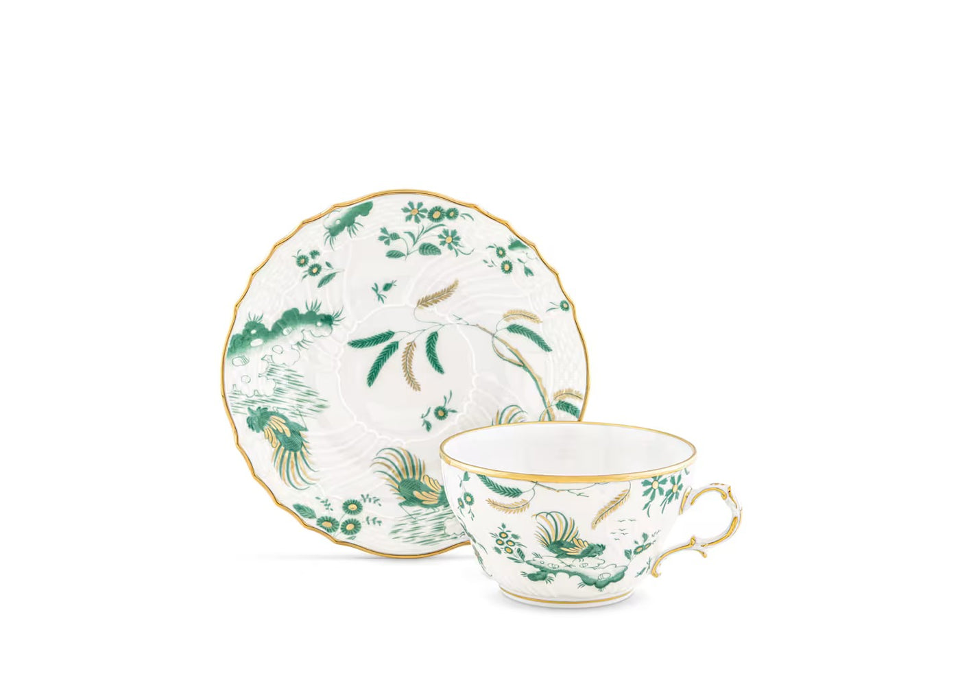 GINORI 1735 ORO DI DOCCIA MAGENTA TEA CUP & SAUCER