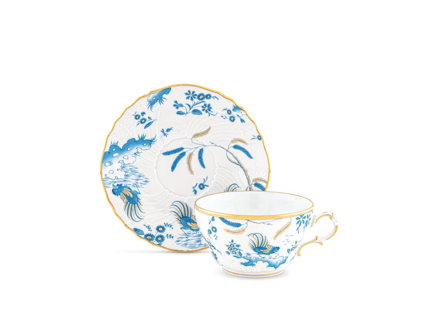 GINORI 1735 ORO DI DOCCIA MAGENTA TEA CUP & SAUCER