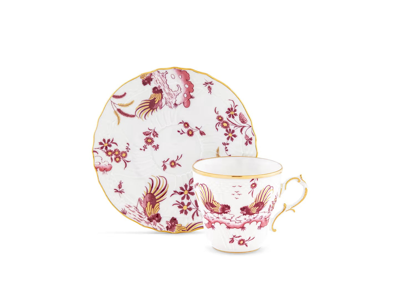 GINORI 1735 ORO DI DOCCIA MEGENTA COFFE CUP & SAUCER