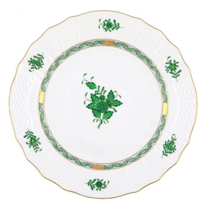 HEREND - Chinese Bouquet Green Service Plate 28cm