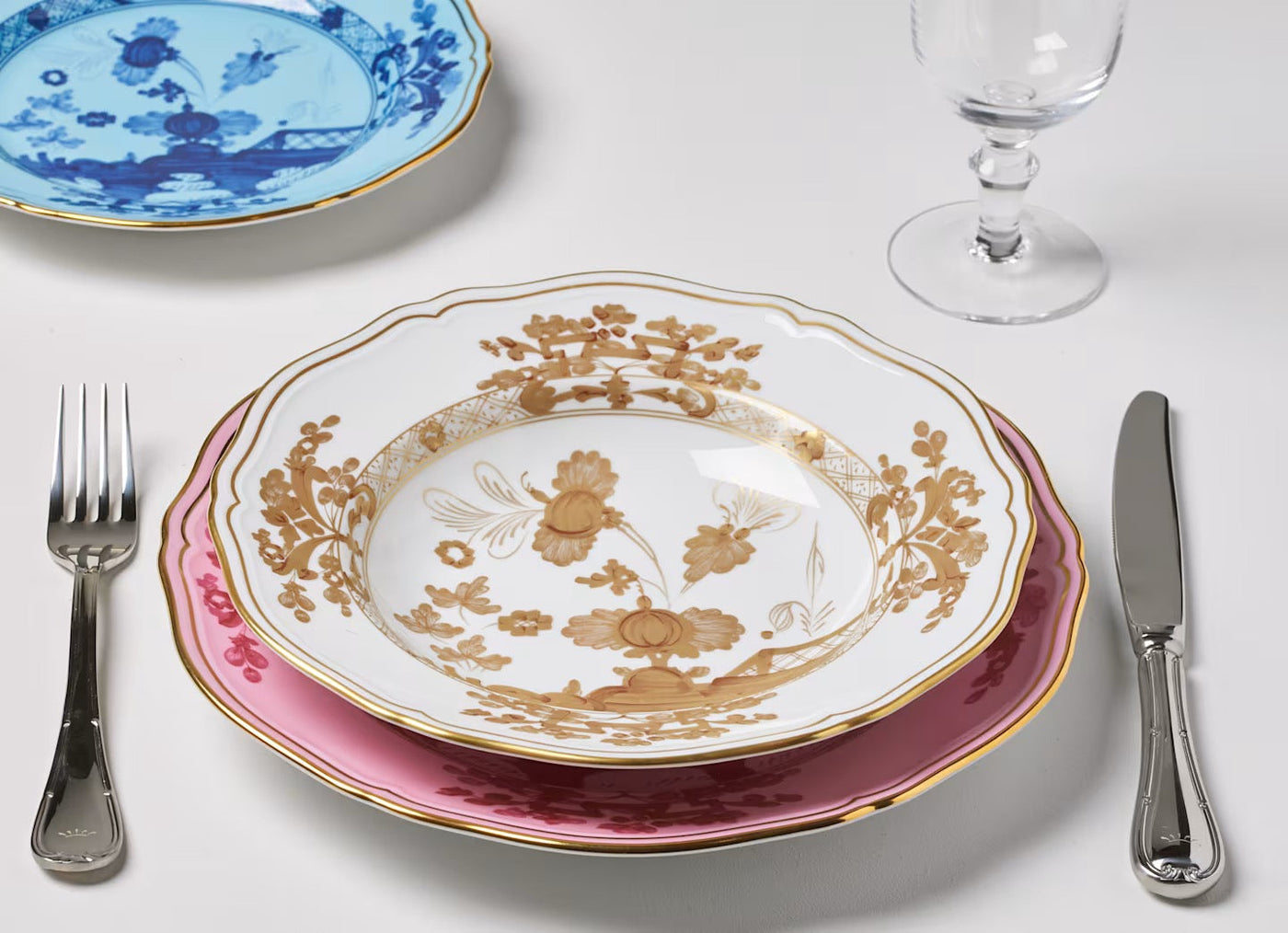 GINORI 1735 IRIS ORIENTE ITALIANO set of 2 flat plates