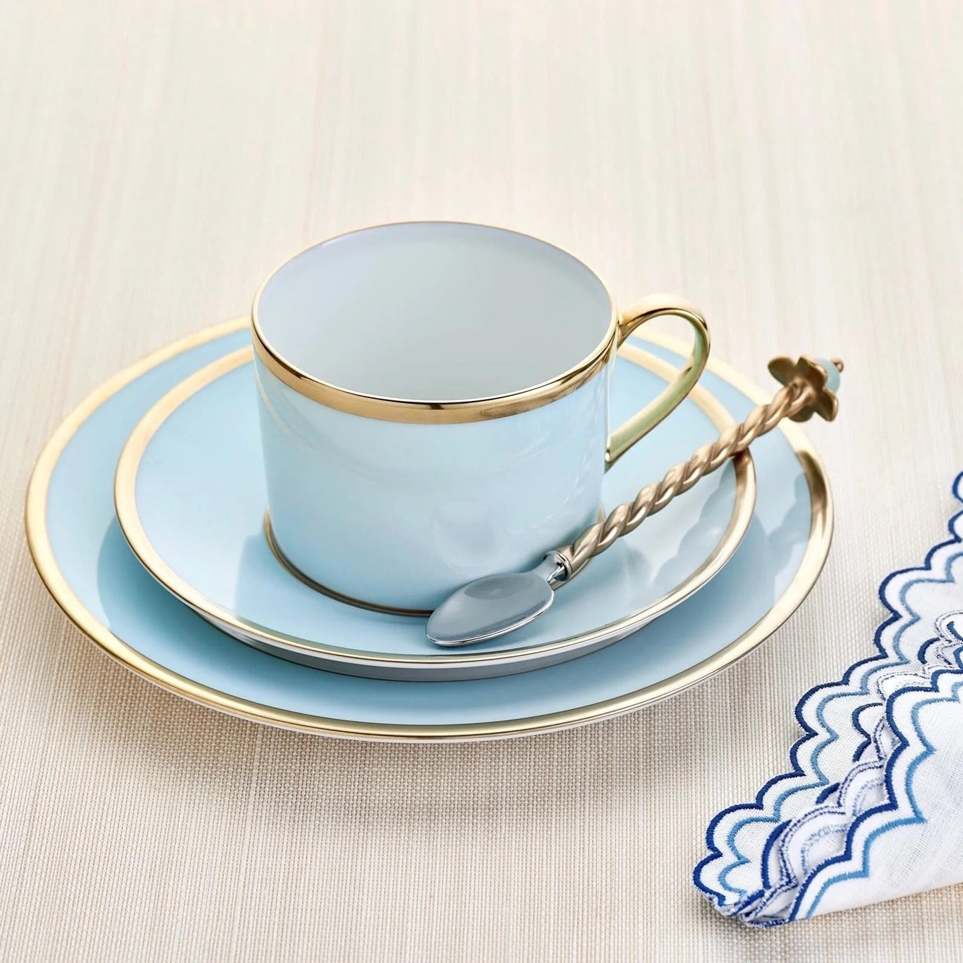 LEGLE Sous Le Soleil Ice Blue Tea Cup & Saucer