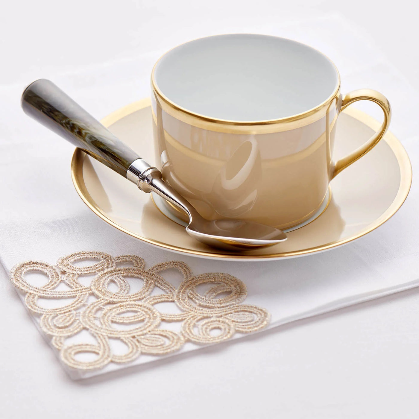 LEGLE Sous Le Soleil Sand  Tea Cup & Saucer