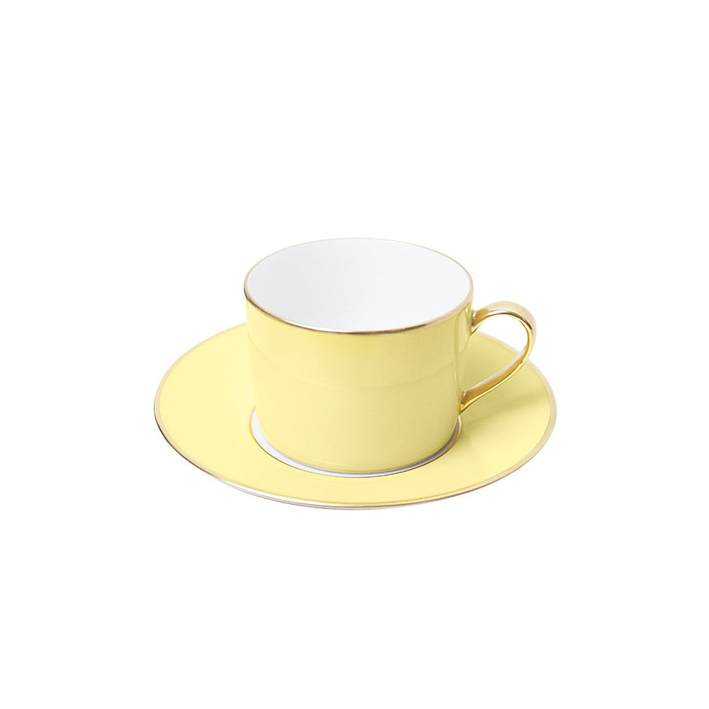 LEGLE Sous Le Soleil Pale Yellow Tea Cup & Saucer