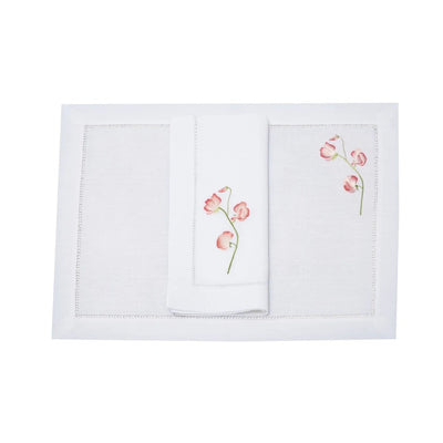 Gayle Warwick Sweet Pea Purple linen napkin