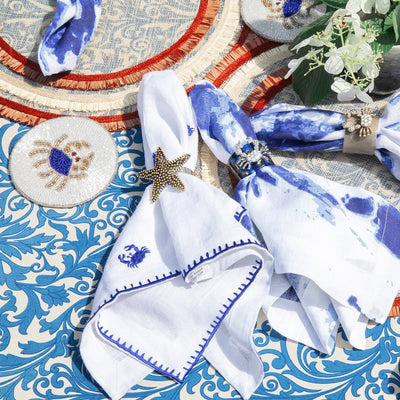 Joanna Buchanan - Crab blue tortoiseshell resin napkin rings, set of four