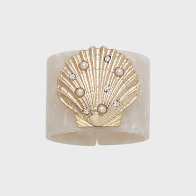 Joanna Buchanan - Shell resin napkin rings, pearly white, set of four