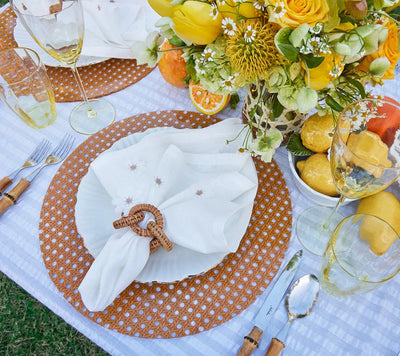 Rattan Link Napkin Ring in Natural, Set of 4