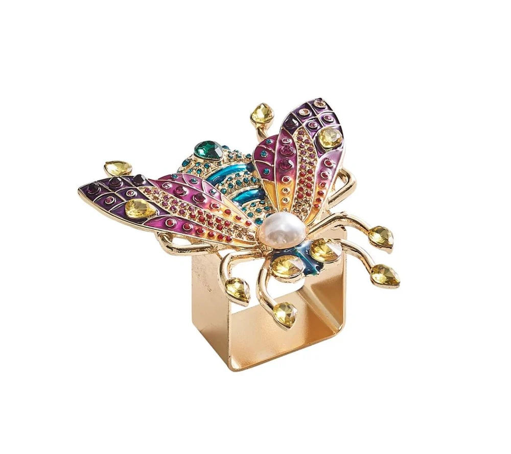 Glam Fly Napkin Rings, Set of 4 in a Gift Box