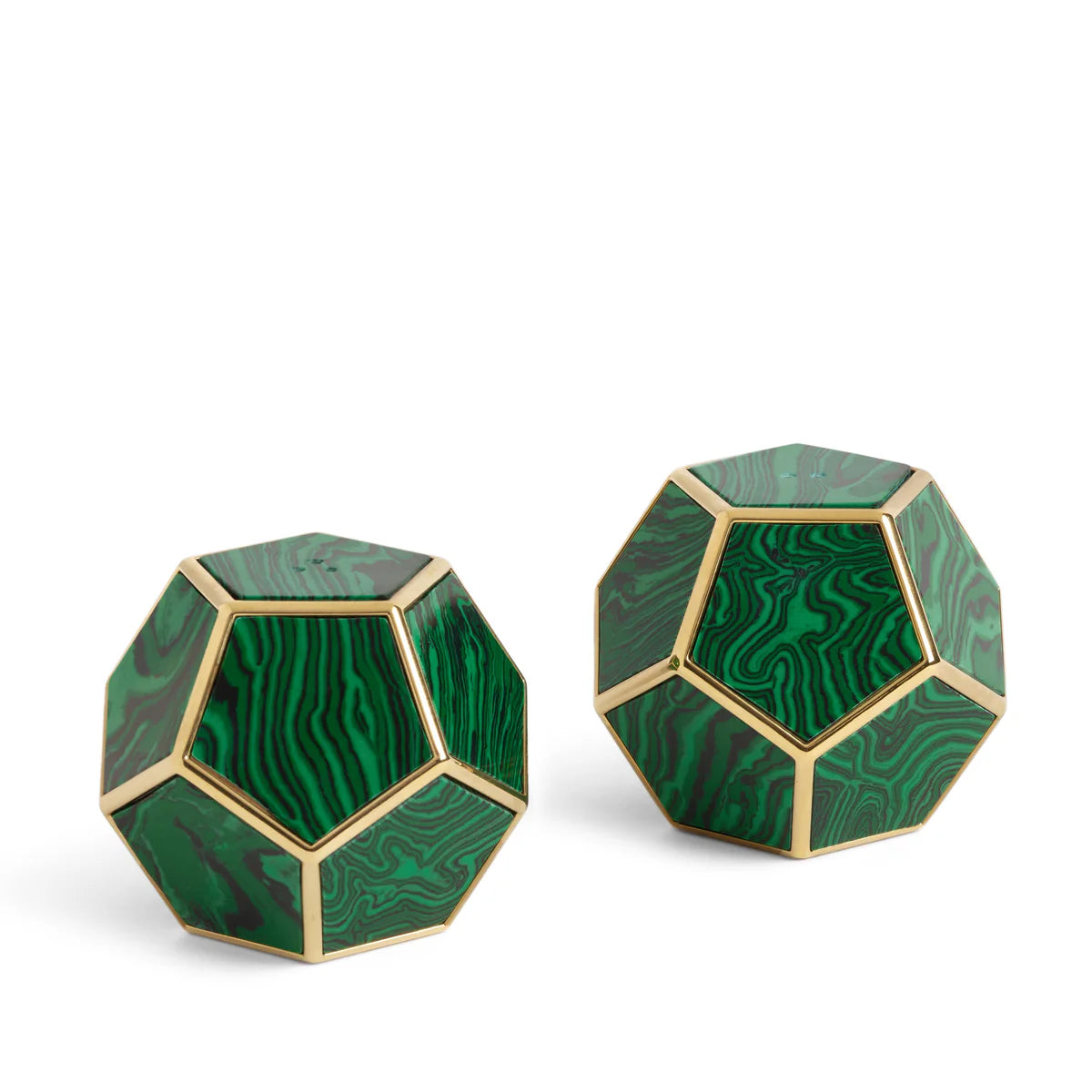 L'Objet - Pentagon Spice Jewels - Malachite + 24k Gold (Set of 2)
