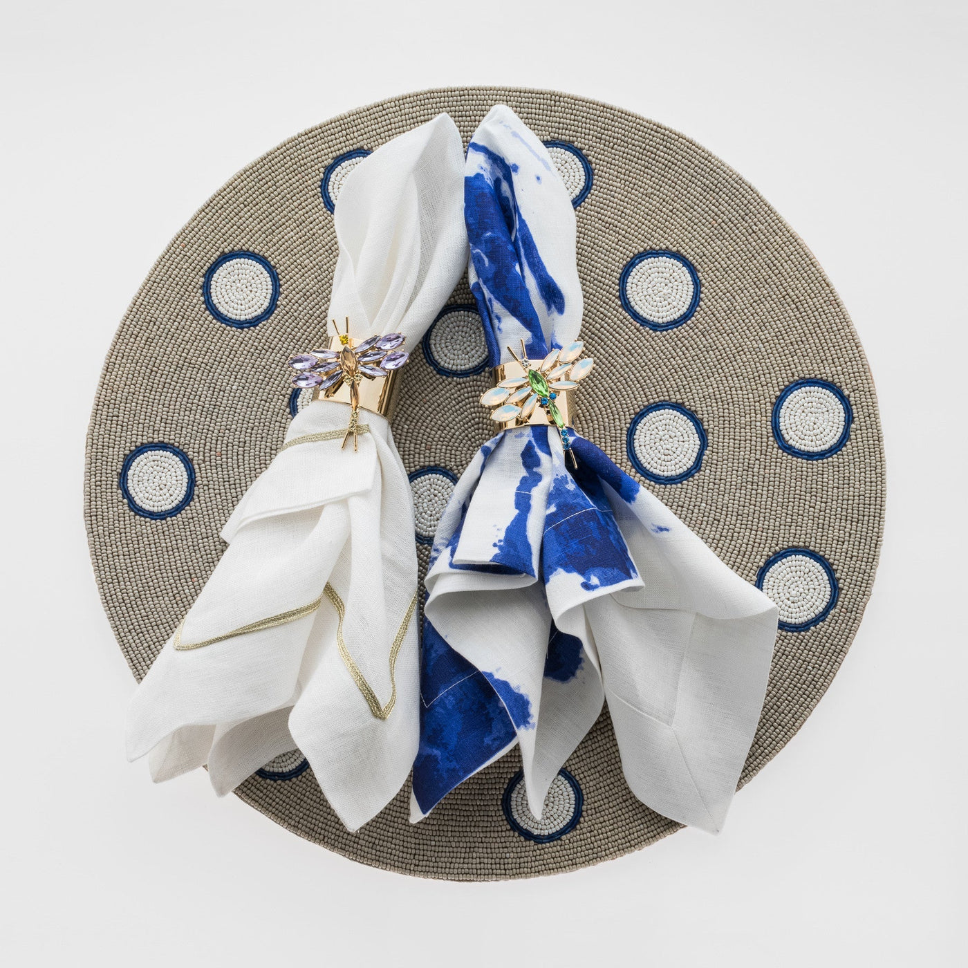 Joanna Buchanan - Dragonfly napkin rings, opal, set of two