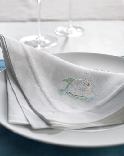 Gayle Warwick Sea Life Turtle linen napkin