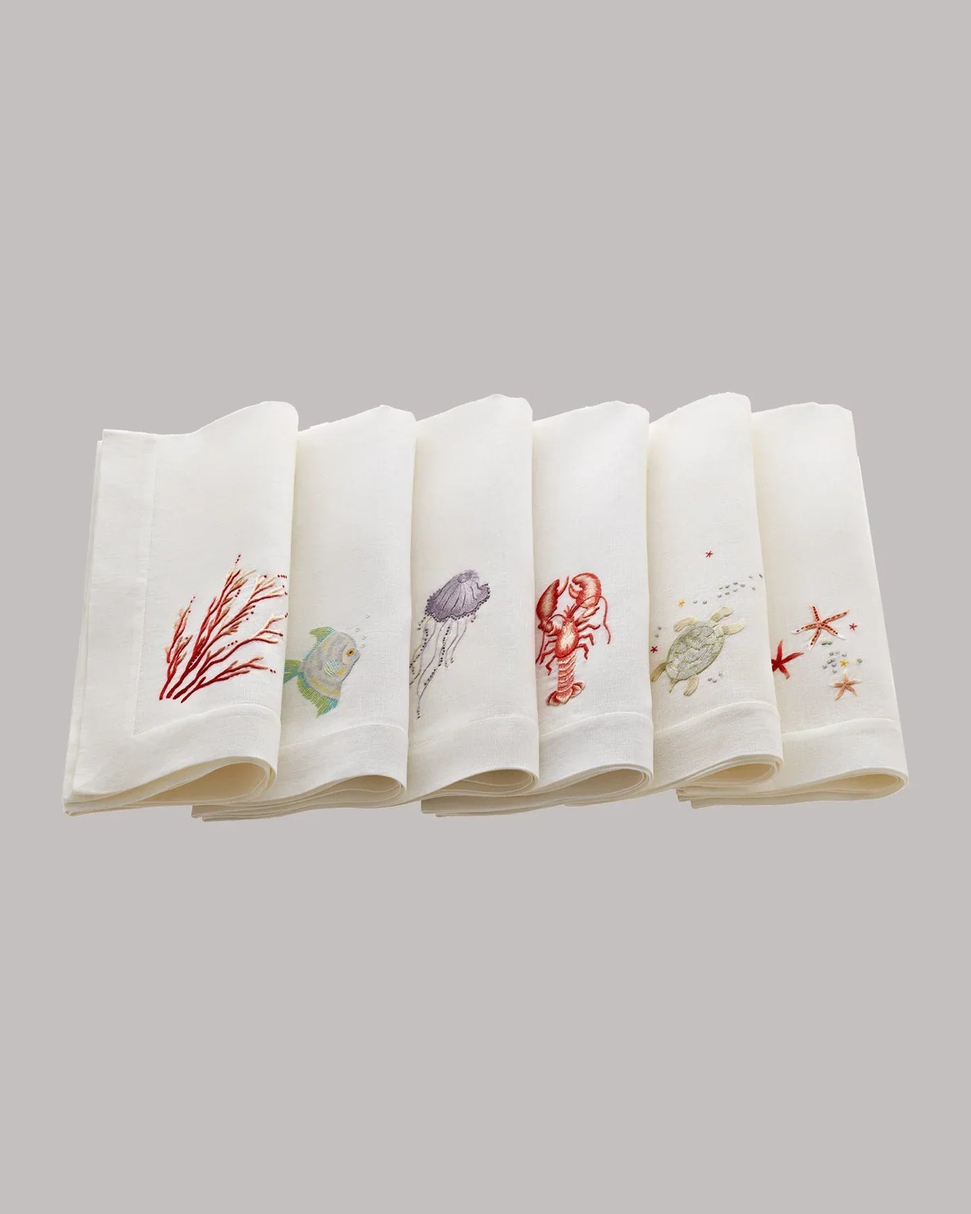 Gayle Warwick Sea Life- Coral linen napkin