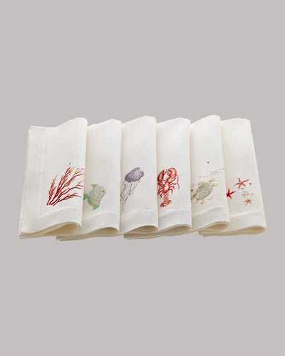 Gayle Warwick Sea Life Turtle linen napkin