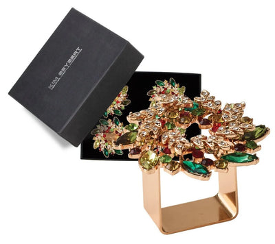 Gem Wreath Napkin Rings in Red, Green & Gold, Set of 4 in a Gift Box