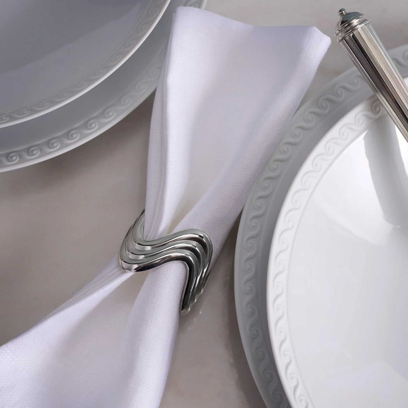 Ripple Napkin Rings (Set of 4) - Platinum