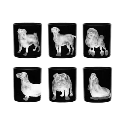 Artel Dog Collection Bull Dog 6 Small Tumbler Glasses Moss
