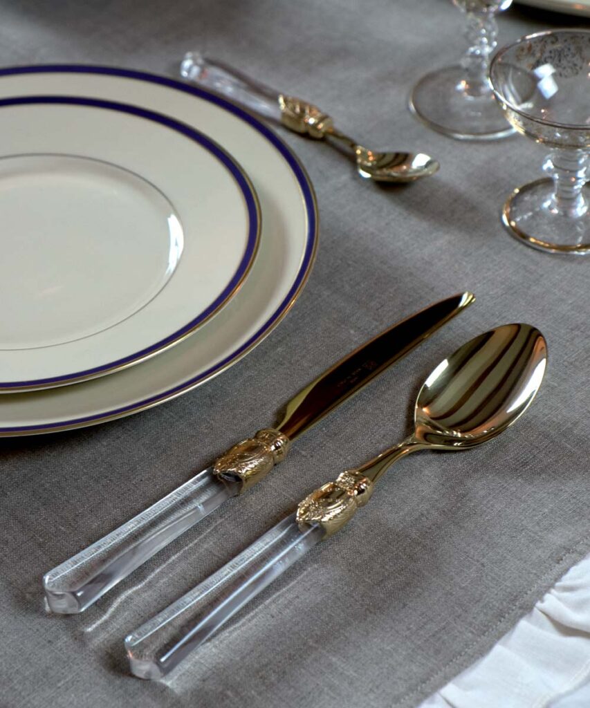 Vittoria Oro Blue 4 pieces table set